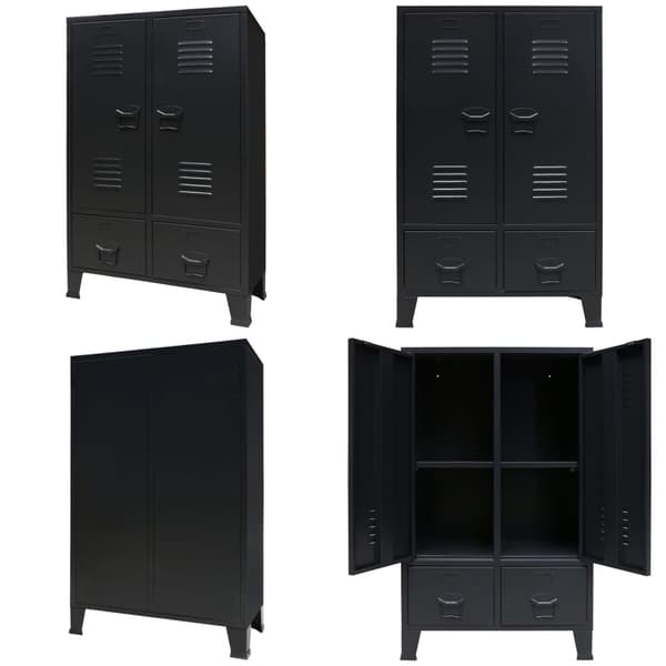 Garderobe i metal industriel stil 67 x 35 x 107 cm sort -  - Home & Living