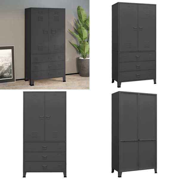 Garderob industriell antracit 90x50x180 cm metall - Garderob - Garderober - Home & Living