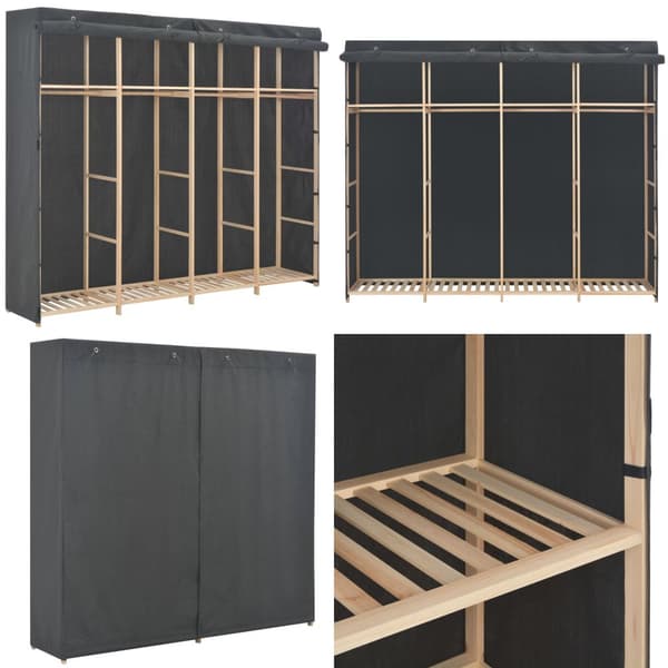 Klædeskab 200 x 40 x 170 cm stof grå - Garderobe - Garderober - Home & Living