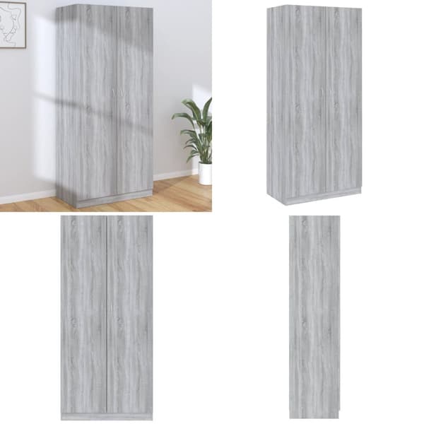 Garderobeskab 90x52x200 cm konstrueret træ grå sonoma-eg - Klædeskab - Klædeskabe - Home & Living