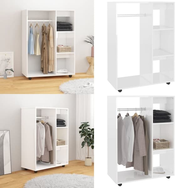 Klædeskab 80x40x110 cm konstrueret træ hvid højglans - Garderobeskab - Garderobeskabe - Home & Living