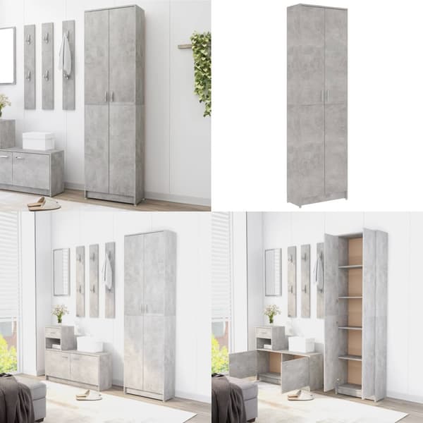 Hallgarderob betonggrå 55x25x189 cm konstruerat trä - Hallgarderob - Hallgarderober - Home & Living