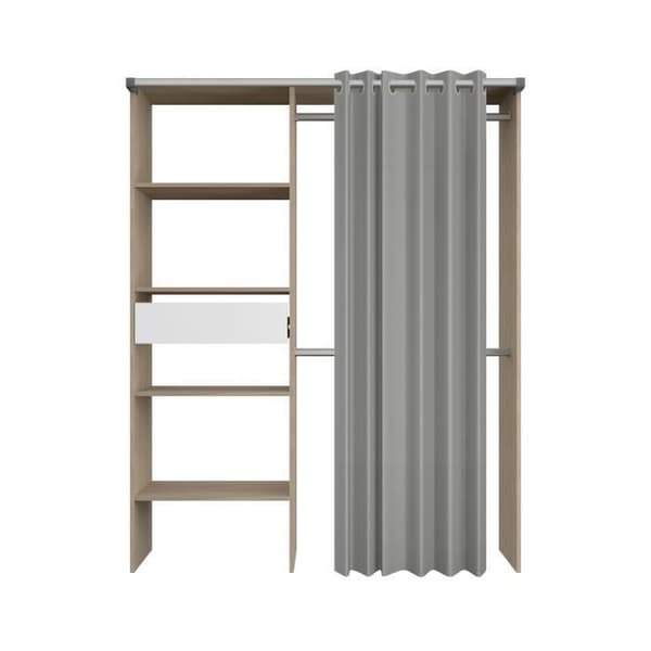 ARTIC omklädningsrumskit med gardin - Ekdekor - 1 kolumn + 2 garderober + 1 låda - L 143,5 X D 48 X H 181,9 cm - EKIPA