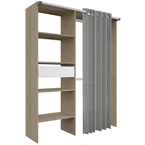 ARTIC omklädningsrumskit med gardin - Ekdekor - 1 kolumn + 2 garderober + 1 låda - L 143,5 X D 48 X H 181,9 cm - EKIPA