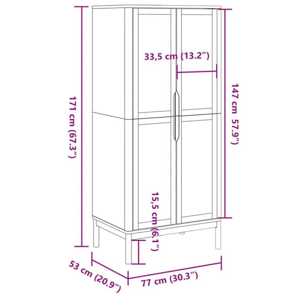 Klädskåp FLORO vit 77x53x171 cm massiv furu