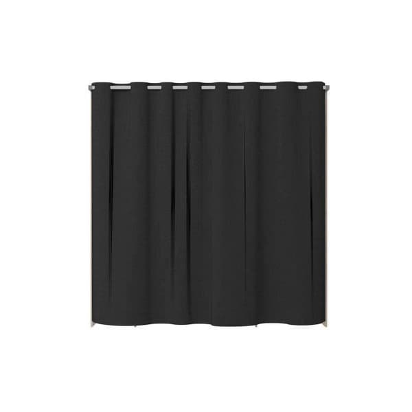 ARTIC omklädningsrum med gardin - L 198 x H 203 cm - 2 kolumner + 2 garderober + 2 lådor - Jackson ek och svart