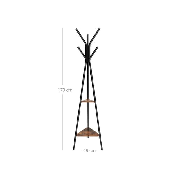 Rootz Vintage -naulakko - Vaatekaappi - Järjestäjä - Teräsrunko - 6 koukkua - 2 hyllyä - Luo selkeyttä - 49cm x 179cm x 49cm