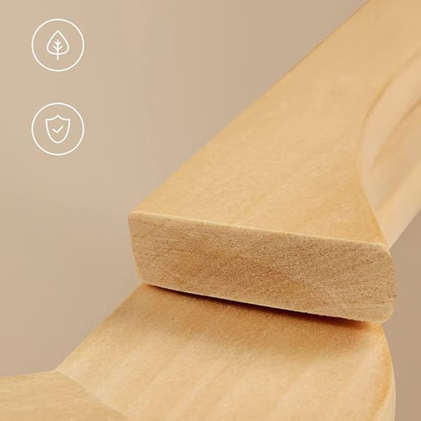 Rootz 10-pack galgar i lönnträ - Naturlig färg - Klädhängare - 5 kg Lastkapacitet - 44,5 cm x 23 cm x 1,2 cm