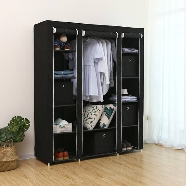 Rootz hopfällbar garderob - Garderobsorganisator - Förvaringsskåp - Stålrörsram - Fleecetyg - Dammfri förvaring - Utrymmesbesparande design - 150 cm x
