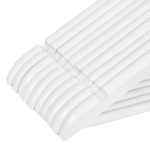 Rootz 20-pak hvide tøjbøjler i træ - Ahorntræ - Buksestang - Forkromet kroge - Organiser skab - Pladsbesparende - 44,5 cm x 23 cm x 1,2 cm