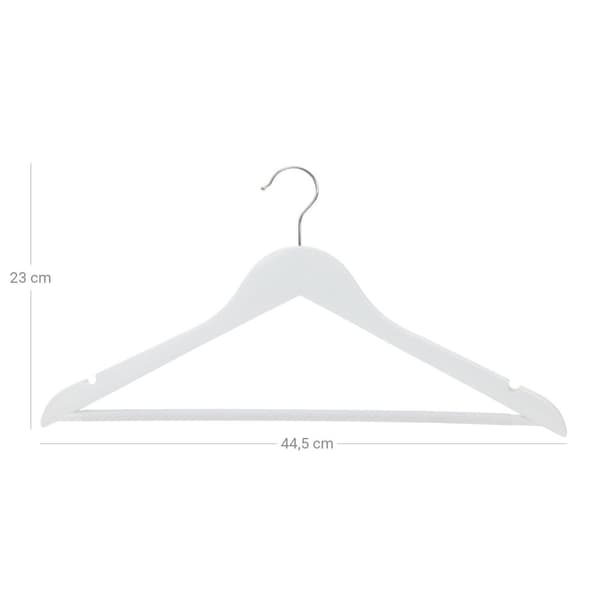 Rootz 20-pak hvide tøjbøjler i træ - Ahorntræ - Buksestang - Forkromet kroge - Organiser skab - Pladsbesparende - 44,5 cm x 23 cm x 1,2 cm