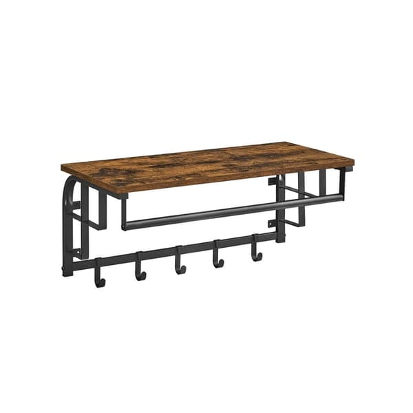 Rootz-seinävaateteline - Vintage vaateripustin - sisäänkäynnin järjestäjä - lastulevyhylly - tilaa säästävä ratkaisu - 66 cm x 27 cm x 30 cm