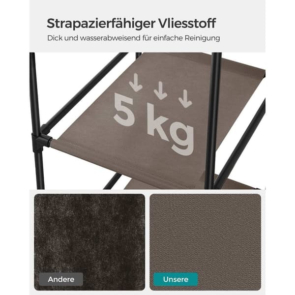 Rootz tygskåp - Garderobsarrangör - Förvaringsenhet - Non-woven tyg - Metallrör - PP-plastkontakt - Taupe - 45cm x 150cm x 175cm