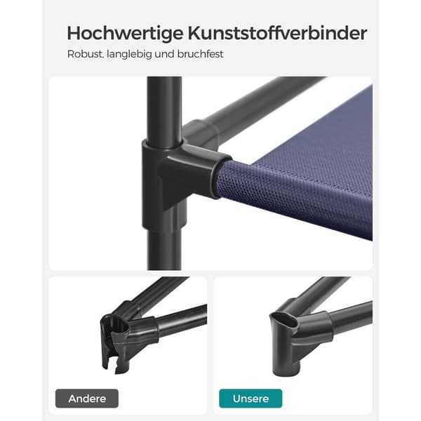 Rootz Marinblå tygskåp - Garderobsarrangör - Förvaringsenhet - Non-woven tyg - Metallrör - PP-plastkontakt - Stor storlek - Lättvikt - Enkel montering