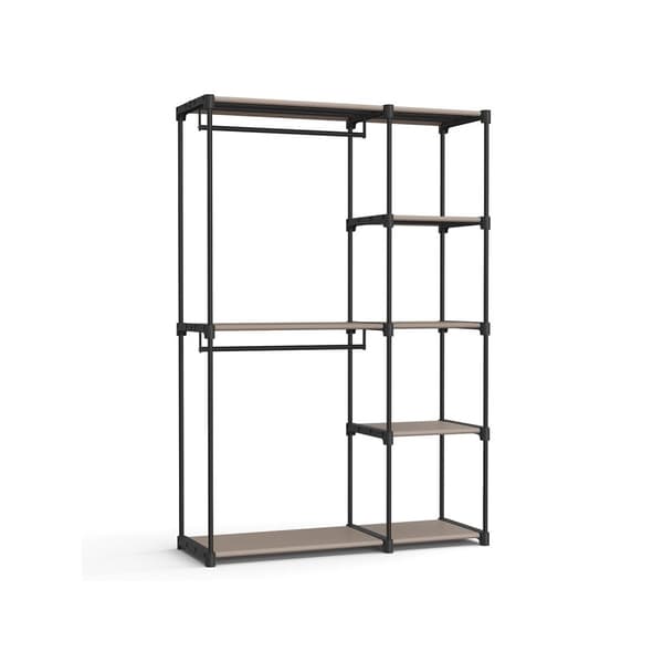 Rootz Taupe 2-osainen vaatekaappijärjestäjä - vaatekaappijärjestäjä - säilytysratkaisu - kuitukangas - metalliputket - muoviliittimet - 43 cm x 124 cm