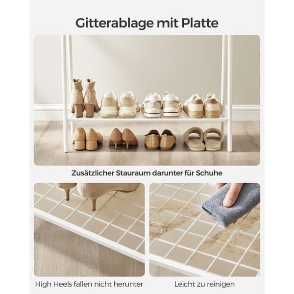 Rootz White Steel Tøjstativ - Tøjstativ - Tøjstativ - Kraftig - Pladsbesparende - Nem montering - 33,5 cm x 92,5 cm x 153 cm