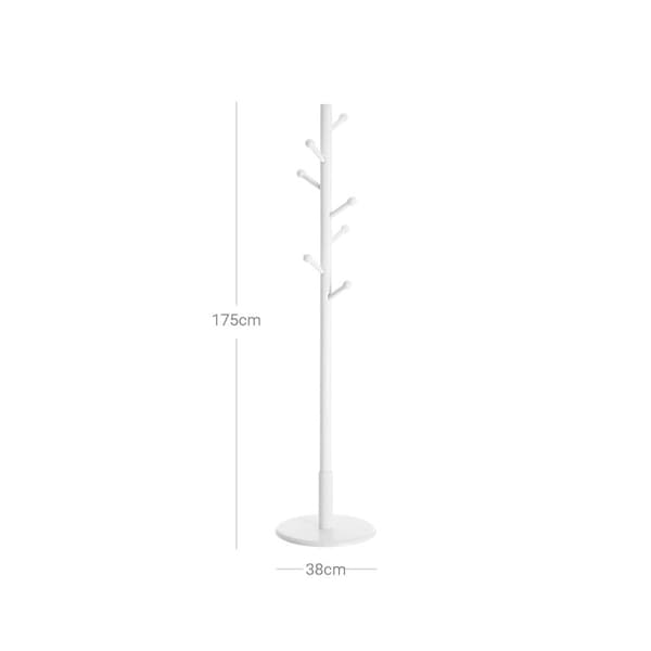 Rootz Takkiteline - Vaatekaappi - Vapaasti seisova vaateteline - Kumipuu - Vakaa pohja - Helppo koota - 38cm x 175cm - Valkoinen