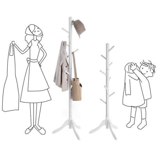 Rootz Coat Stand - Garderobe - Fritstående tøjstativ - Gummitræ - Stabil - Holdbar - Nem montering - 57cm x 57cm x 175cm