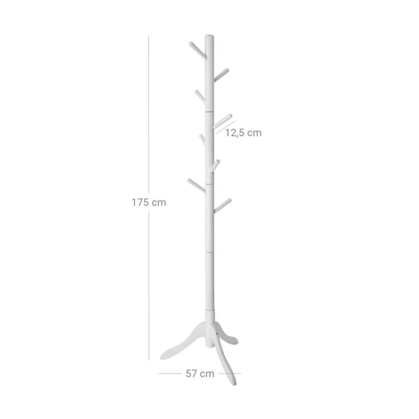 Rootz Coat Stand - Garderobe - Fritstående tøjstativ - Gummitræ - Stabil - Holdbar - Nem montering - 57cm x 57cm x 175cm