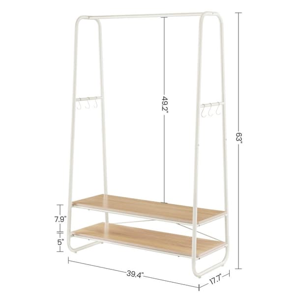 Rootz Oak Cream White -vaateteline - Vaatekaapin järjestäjä - Vaateteline - Lastulevy ja teräs - 45 cm x 100 cm x 160 cm - Raskas - Helppo koota - Suu