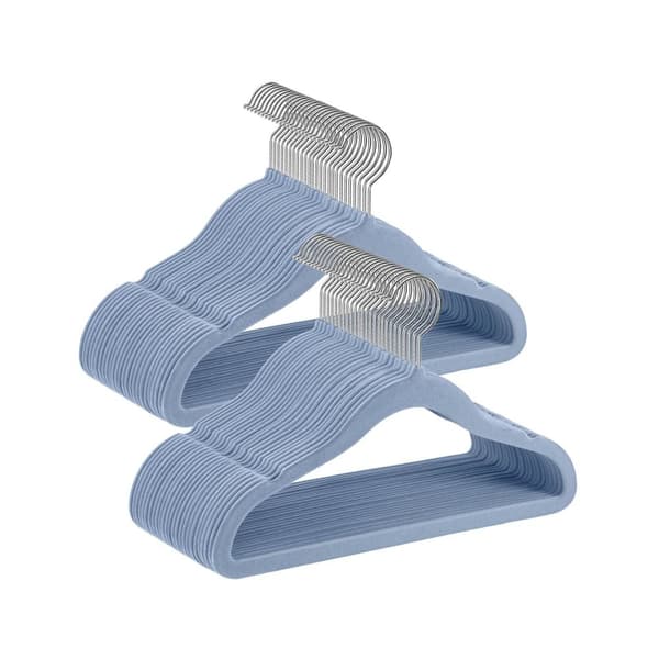 Rootz 50-pack barnklädeshängare - Blekblå - ABS-plast - Sammet - Metallkrok - Lätt - Utrymmesbesparande - Hållbar - 30 cm x 20,5 cm - 2,4 kg - 3 kg Ka