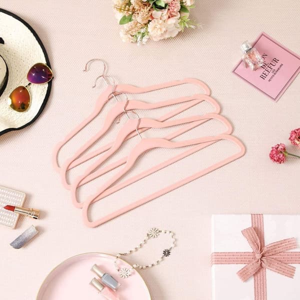 Rootz 20 Pack Velvet vaateripustimet - Rose Gold Ripustimet - ABS-muovi - Metallikoukku - Tilaa säästävä - Liukumaton - 41,5 cm x 21,5 cm x 5 kg Kapas