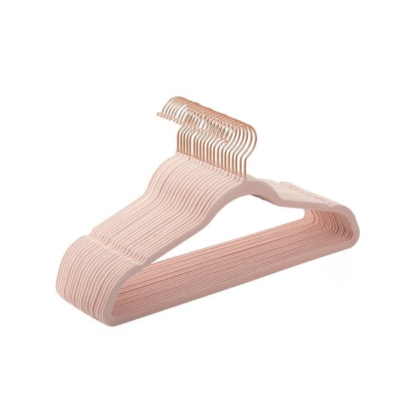 Rootz 20 Pack Velvet vaateripustimet - Rose Gold Ripustimet - ABS-muovi - Metallikoukku - Tilaa säästävä - Liukumaton - 41,5 cm x 21,5 cm x 5 kg Kapas
