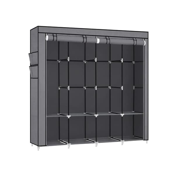 Rootz Grey Steel -vaatekaappi - Kaapin järjestäjä - Säilytyskaappi - Kuitukangas - Muovi - 45 cm x 170 cm x 167 cm - Kestävä vaatetanko - Tukevat hyll