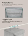 Miniatyrbild 5 av 8: Rootz 2-pack hängande organisatör - Garderobsförvaring - Garderobsarrangör - Ovävt tyg - Bambuinsatser - Metallram - Lättvikt - Platssparande - 30 cm
