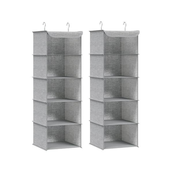 Rootz 2-pack hängande organisatör - Garderobsförvaring - Garderobsarrangör - Ovävt tyg - Bambuinsatser - Metallram - Lättvikt - Platssparande - 30 cm