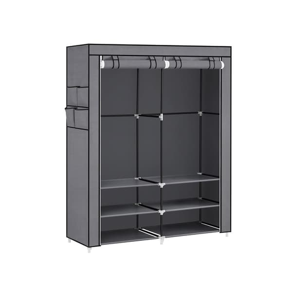 Rootz Grey Steel -vaatekaappi - Kaapin järjestäjä - Säilytyskaappi - Kuitukangas - Muovi - 45 cm x 127 cm x 176 cm - Kevyt - Tukeva - Helppo koota