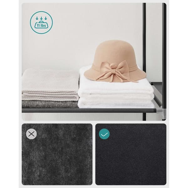 Rootz bærbart sort garderobeskab - Skabsorganisator - Tøjopbevaring - Stålramme - Ikke-vævet stof - Plastforbindelser - 45 cm x 127 cm x 176 cm - Letv