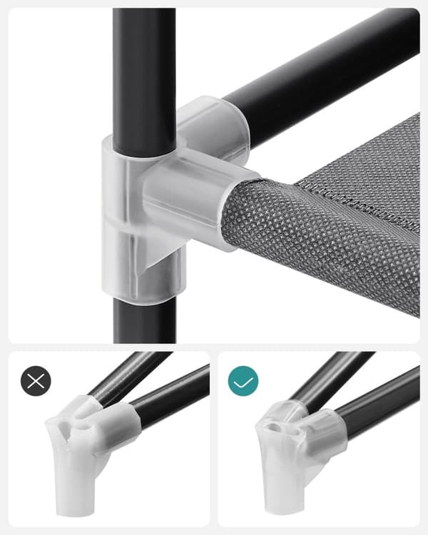 Rootz bærbart sort garderobeskab - Skabsorganisator - Tøjopbevaring - Stålramme - Ikke-vævet stof - Plastforbindelser - 45 cm x 127 cm x 176 cm - Letv