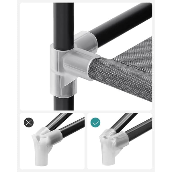 Rootz bærbart sort garderobeskab - Skabsorganisator - Tøjopbevaring - Stålramme - Ikke-vævet stof - Plastforbindelser - 45 cm x 127 cm x 176 cm - Letv