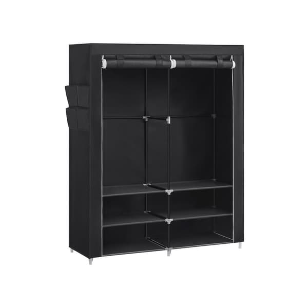 Rootz bærbart sort garderobeskab - Skabsorganisator - Tøjopbevaring - Stålramme - Ikke-vævet stof - Plastforbindelser - 45 cm x 127 cm x 176 cm - Letv