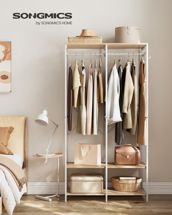 Rootz Tøjstativ Organizer - Tøjstativ - Garderobestativ - Stålspånplade - Kraftig - Naturlig beige - 40 cm x 94,5 cm x 180 cm