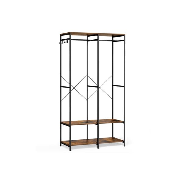 Rootz Vintage Brown Tøjstativ - Beklædningsstativ - Garderobeorganisering - Stålspånplade - 40 cm x 94,5 cm x 180 cm - Heavy Duty - Nem montering - An
