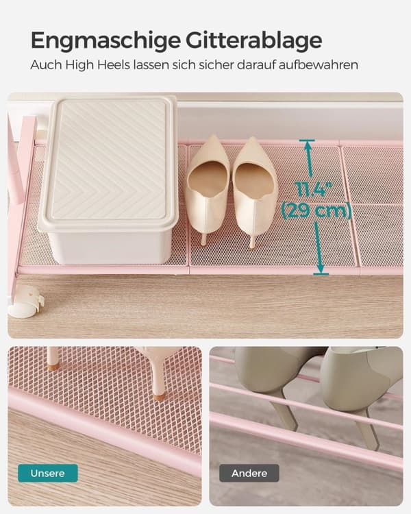 Rootz Pastel Pink tøjstativ på hjul - Tøjstativ - Rullegarderobe - Stålkonstruktion - 40,5 cm x 91 cm x 158 cm - Letvægts - Nem montering - Høj vægtka