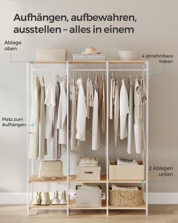 Rootz Klädställ Organizer - Klädställ - Garderobsförvaring - Stålspånskiva - 40cm x 141cm x 180cm