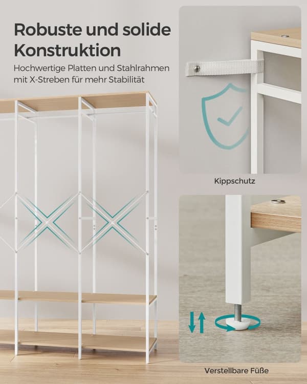 Rootz Klädställ Organizer - Klädställ - Garderobsförvaring - Stålspånskiva - 40cm x 141cm x 180cm