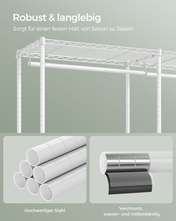 Rootz Steel Tøjstativ - Tøjstativ - Garderobeskabe - Cloud White - Heavy Duty - Rummelig - 40cm x 175cm x 180cm