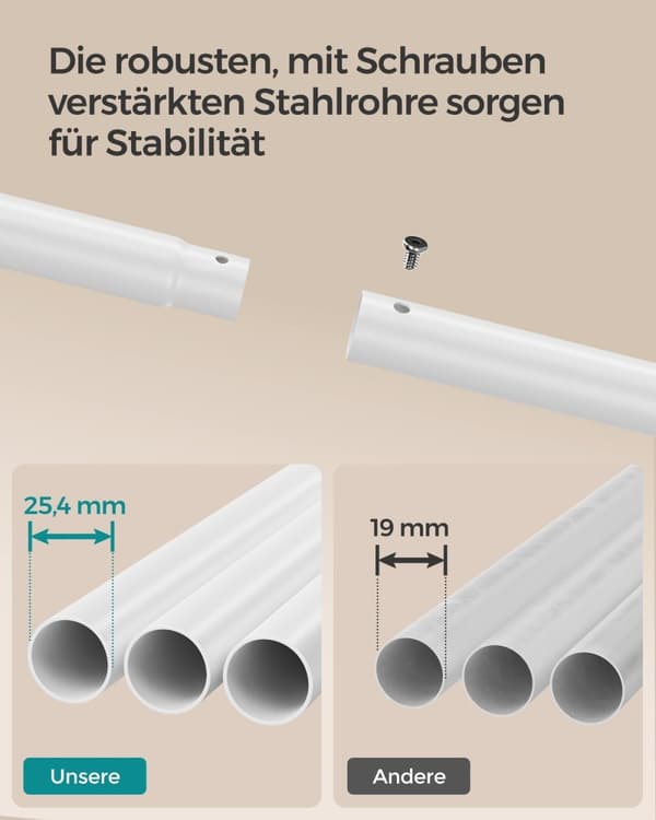 Rootz-vaateteline - Vaateteline - Teräsvaatekaappi - Heavy Duty - Pilvivalkoinen - 46cm x 100cm x 155cm - 5,4kg - 115kg Kapasiteetti