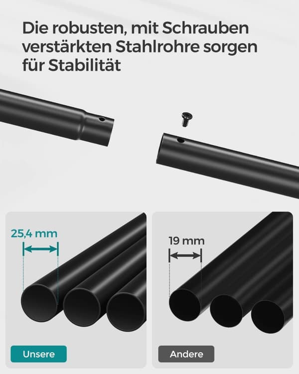 Rootz Tøjstativ - Tøjstativ - Stålgarderobe - Heavy Duty - Pladsbesparende - Nem montering - 46cm x 100cm x 155cm