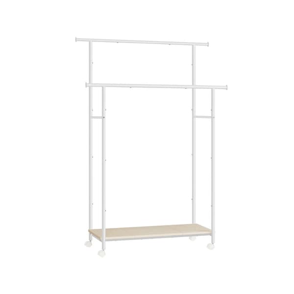 Rootz tøjstativ med hjul - Beklædningsstativ - Rullegarderobe - Stålspånplade - Naturlig beige sky hvid - 39,6 cm x 98,5 cm x 156,8 cm - Kraftig - Nem