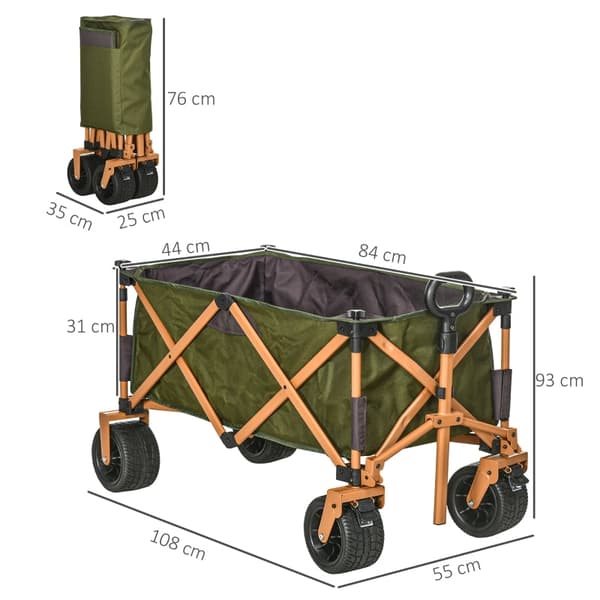 Rootz-taitettava käsikärry pöydällä - Kuljetusvaunu - Utility Wagon - Suuri kantavuus - Korkeussäädettävä kahva - Taitettava malli - 108cm x 55cm x 93
