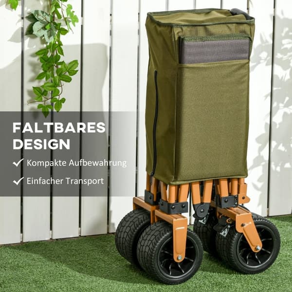 Rootz-taitettava käsikärry pöydällä - Kuljetusvaunu - Utility Wagon - Suuri kantavuus - Korkeussäädettävä kahva - Taitettava malli - 108cm x 55cm x 93