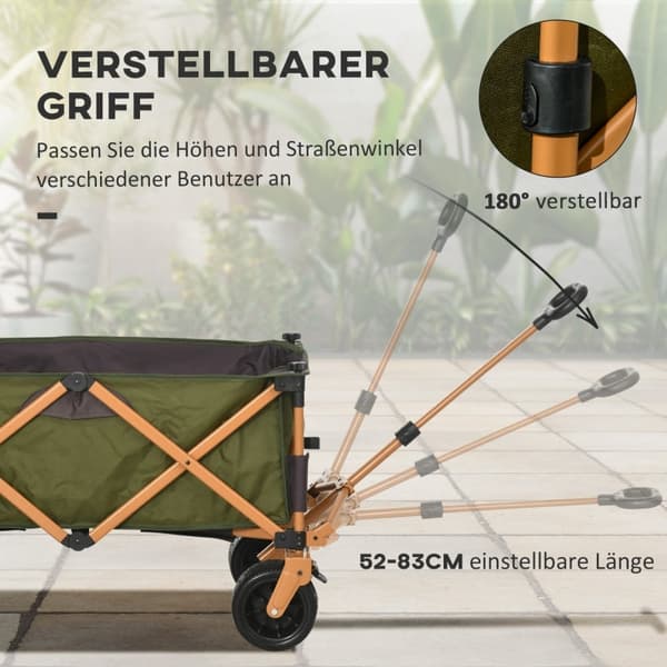 Rootz-taitettava käsikärry pöydällä - Kuljetusvaunu - Utility Wagon - Suuri kantavuus - Korkeussäädettävä kahva - Taitettava malli - 108cm x 55cm x 93