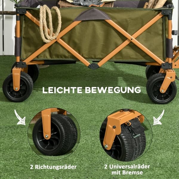 Rootz-taitettava käsikärry pöydällä - Kuljetusvaunu - Utility Wagon - Suuri kantavuus - Korkeussäädettävä kahva - Taitettava malli - 108cm x 55cm x 93