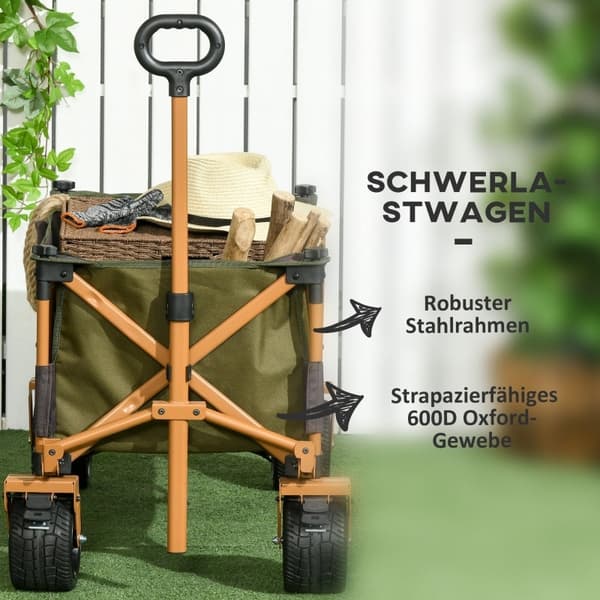 Rootz-taitettava käsikärry pöydällä - Kuljetusvaunu - Utility Wagon - Suuri kantavuus - Korkeussäädettävä kahva - Taitettava malli - 108cm x 55cm x 93