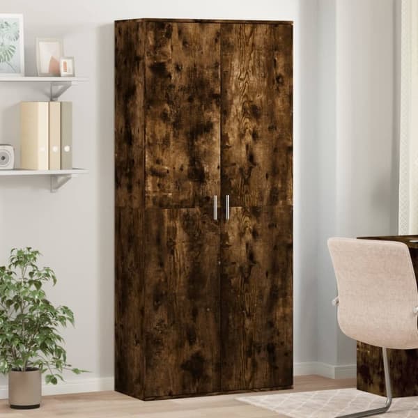 vidaXL højskab 80x35x180 cm konstrueret træ røget egetræsfarve